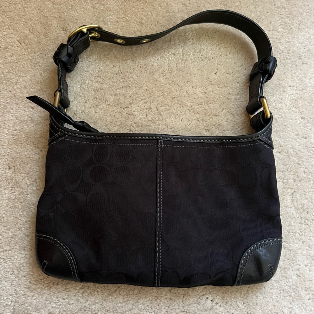 Coach Black Shoulder Bag with Gold Accents